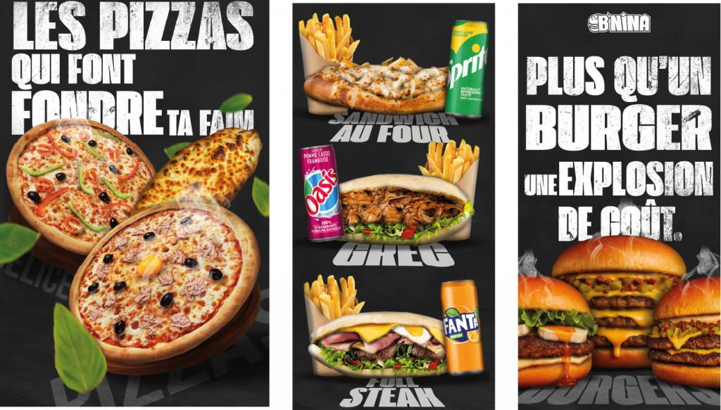 Conception de visuels pour le restaurant B'NINA