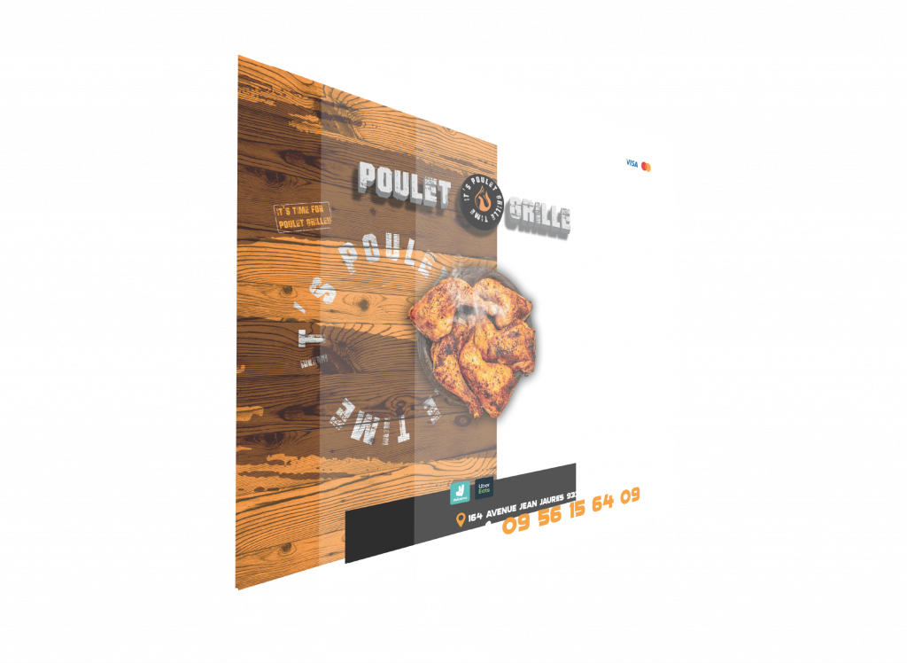 Construction du flyer it's poulet grillé time